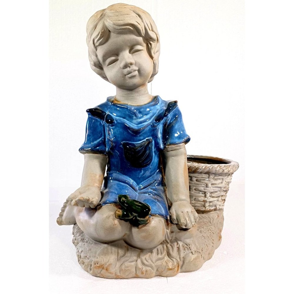 Royal Copenhagen 1950s Art Deco Mid Century Sculpture Child & Frog Planter Vase